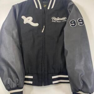 Rocawear Varsity Bomber Rare Jacket Black Wool Y2K